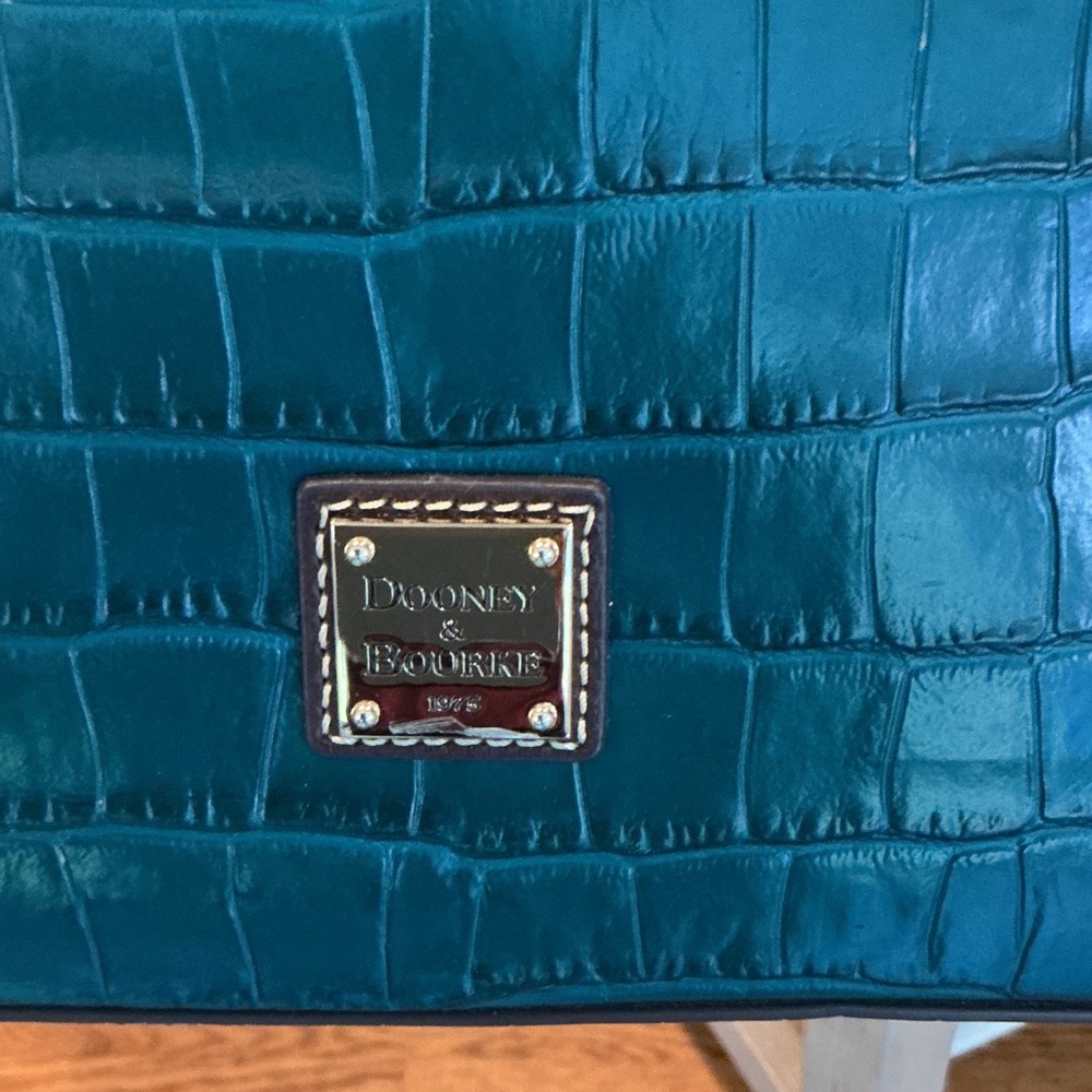 Dooney & Bourke Teal Croc-Embossed Satchel - Picture 8 of 8